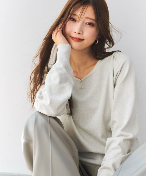 index / インデックス ニット・セーター | パール調パーツ付きクルーネックニット【洗濯機OK】《8col/XS～3L》 | 詳細8