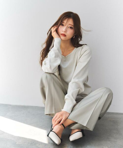 index / インデックス ニット・セーター | パール調パーツ付きクルーネックニット【洗濯機OK】《8col/XS～3L》 | 詳細9