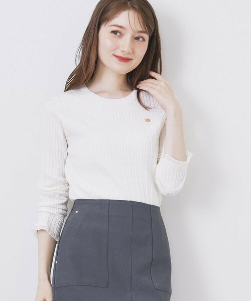 index / インデックス ニット・セーター | ゴールドプレート付きケーブルニット【洗濯機OK】(オフホワイト(003))