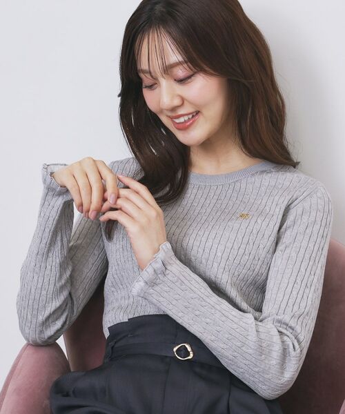 index / インデックス ニット・セーター | ゴールドプレート付きケーブルニット【洗濯機OK】(グレー(012))