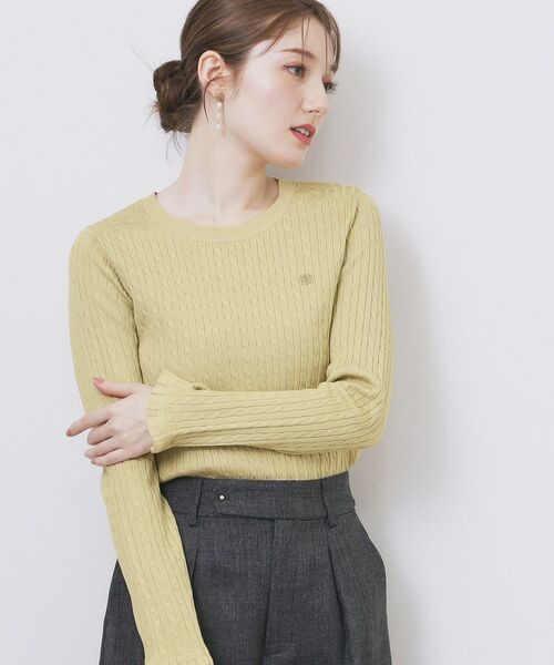 index / インデックス ニット・セーター | ゴールドプレート付きケーブルニット【洗濯機OK】(イエロー(031))