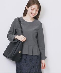 index / インデックス カットソー | ストレッチペプラムラメトップス【洗濯機OK/防シワ/抗ピル】《S～3L》