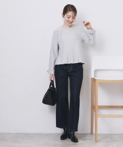 index / インデックス カットソー | ストレッチペプラムラメトップス【洗濯機OK/防シワ/抗ピル】《S~3L》 | 詳細10