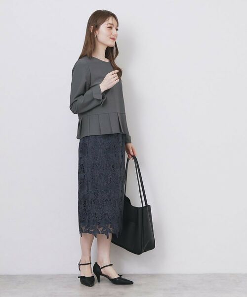 index / インデックス カットソー | ストレッチペプラムラメトップス【洗濯機OK/防シワ/抗ピル】《S~3L》 | 詳細3