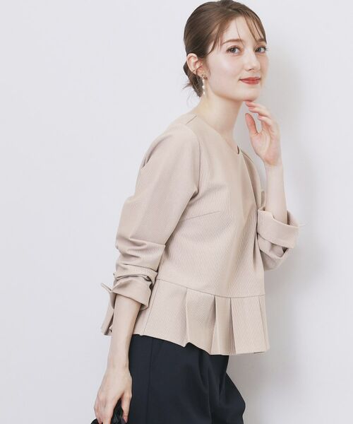 index / インデックス カットソー | ストレッチペプラムラメトップス【洗濯機OK/防シワ/抗ピル】《S~3L》 | 詳細5