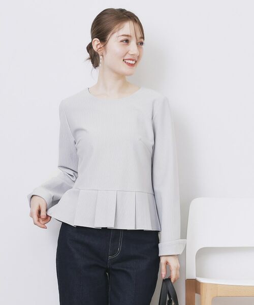 index / インデックス カットソー | ストレッチペプラムラメトップス【洗濯機OK/防シワ/抗ピル】《S~3L》 | 詳細9