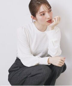 index / インデックス カットソー | フラワージャカードパフスリーブトップス【洗濯機OK】