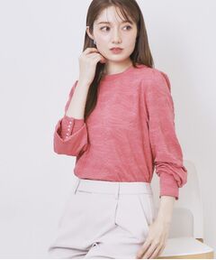 index / インデックス カットソー | フラワージャカードパフスリーブトップス【洗濯機OK】