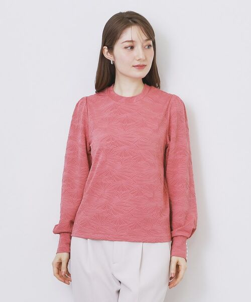 index / インデックス カットソー | フラワージャカードパフスリーブトップス【洗濯機OK】 | 詳細14