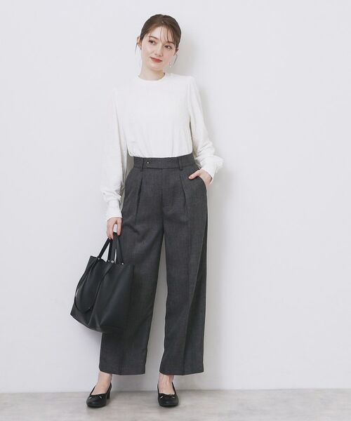 index / インデックス カットソー | フラワージャカードパフスリーブトップス【洗濯機OK】 | 詳細2