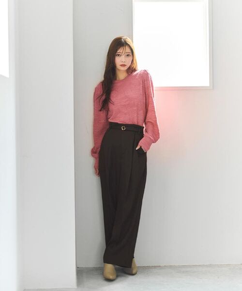 index / インデックス カットソー | フラワージャカードパフスリーブトップス【洗濯機OK】 | 詳細9