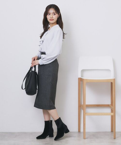 index / インデックス カットソー | ボウタイフリルトップス【洗濯機OK/ストレッチ/イージーアイロン/防シワ】《S~3L》 | 詳細10