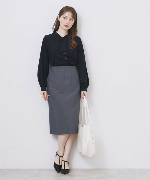 index / インデックス カットソー | ボウタイフリルトップス【洗濯機OK/ストレッチ/イージーアイロン/防シワ】《S~3L》 | 詳細13