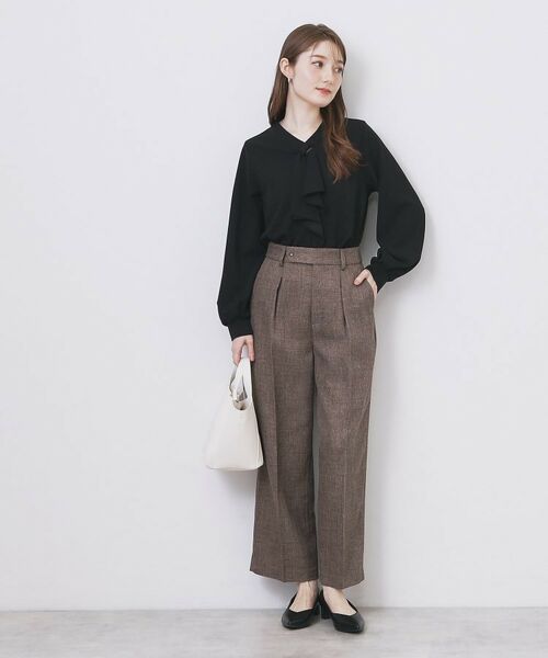 index / インデックス カットソー | ボウタイフリルトップス【洗濯機OK/ストレッチ/イージーアイロン/防シワ】《S~3L》 | 詳細17