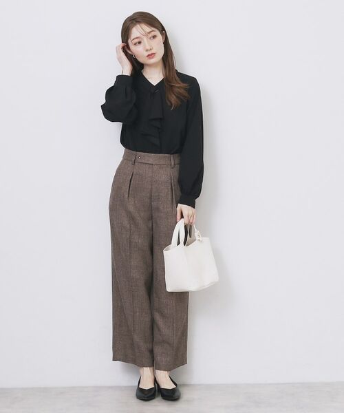 index / インデックス カットソー | ボウタイフリルトップス【洗濯機OK/ストレッチ/イージーアイロン/防シワ】《S~3L》 | 詳細18