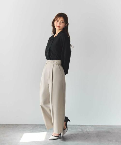 index / インデックス カットソー | ボウタイフリルトップス【洗濯機OK/ストレッチ/イージーアイロン/防シワ】《S~3L》 | 詳細2