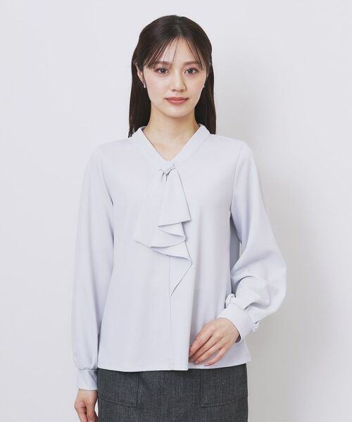 index / インデックス カットソー | ボウタイフリルトップス【洗濯機OK/ストレッチ/イージーアイロン/防シワ】《S~3L》 | 詳細20