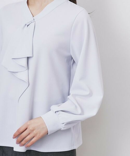 index / インデックス カットソー | ボウタイフリルトップス【洗濯機OK/ストレッチ/イージーアイロン/防シワ】《S~3L》 | 詳細24