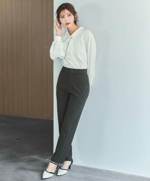 index / インデックス カットソー | ボウタイフリルトップス【洗濯機OK/ストレッチ/イージーアイロン/防シワ】《S~3L》 | 詳細3