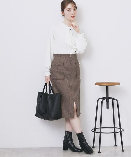 index / インデックス カットソー | ボウタイフリルトップス【洗濯機OK/ストレッチ/イージーアイロン/防シワ】《S~3L》 | 詳細5