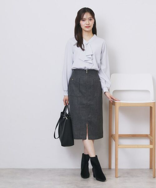 index / インデックス カットソー | ボウタイフリルトップス【洗濯機OK/ストレッチ/イージーアイロン/防シワ】《S~3L》 | 詳細9