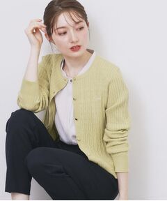 index / インデックス カーディガン・ボレロ | クルーネックケーブルカーディガン【洗濯機OK】