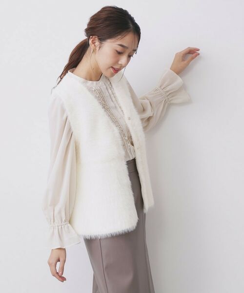 index / インデックス ベスト | 《andGIRL掲載》フェザーペプラムジレ【洗濯機OK/抗ピル】 | 詳細1