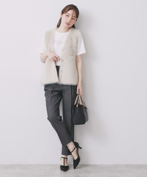 index / インデックス ベスト | 《andGIRL掲載》フェザーペプラムジレ【洗濯機OK/抗ピル】 | 詳細10