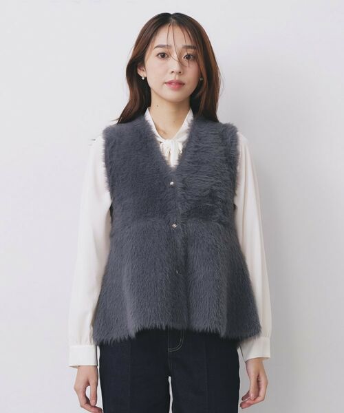 index / インデックス ベスト | 《andGIRL掲載》フェザーペプラムジレ【洗濯機OK/抗ピル】 | 詳細13