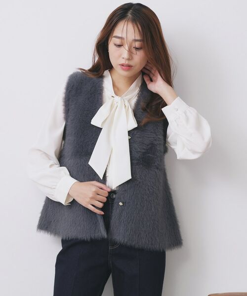 index / インデックス ベスト | 《andGIRL掲載》フェザーペプラムジレ【洗濯機OK/抗ピル】 | 詳細5