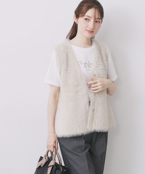 index / インデックス ベスト | 《andGIRL掲載》フェザーペプラムジレ【洗濯機OK/抗ピル】 | 詳細9