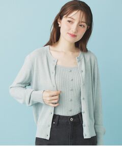 index / インデックス カーディガン・ボレロ | ミニモールラメコンパクトクルーカーディガン/アンサンブル対応【洗濯機OK】