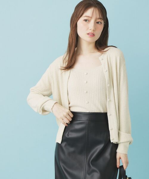 index / インデックス カーディガン・ボレロ | ミニモールラメコンパクトクルーカーディガン/アンサンブル対応【洗濯機OK】 | 詳細1
