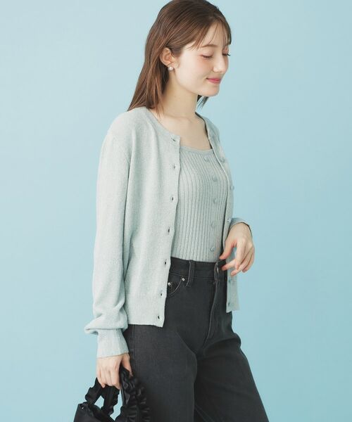 index / インデックス カーディガン・ボレロ | ミニモールラメコンパクトクルーカーディガン/アンサンブル対応【洗濯機OK】 | 詳細12