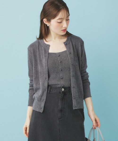 index / インデックス カーディガン・ボレロ | ミニモールラメコンパクトクルーカーディガン/アンサンブル対応【洗濯機OK】 | 詳細8