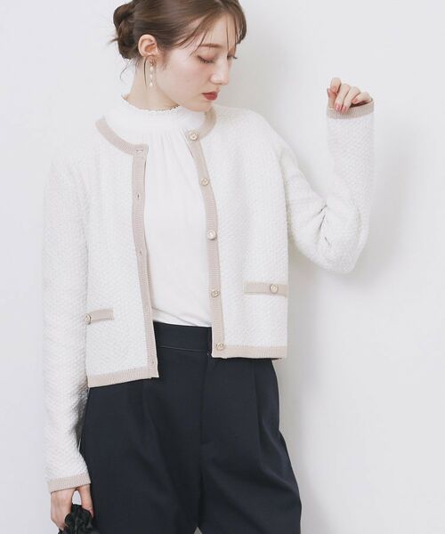 index / インデックス カーディガン・ボレロ | ミックスヤーンクルーカーディガン【洗濯機OK】 | 詳細2