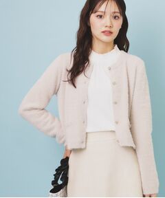 index / インデックス カーディガン・ボレロ | フェザーヤーンフラワーボタンカーディガン【洗濯機OK】