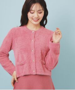 index / インデックス カーディガン・ボレロ | フェザーヤーンフラワーボタンカーディガン【洗濯機OK】