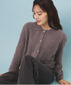 index / インデックス カーディガン・ボレロ | フェザーヤーンフラワーボタンカーディガン【洗濯機OK】