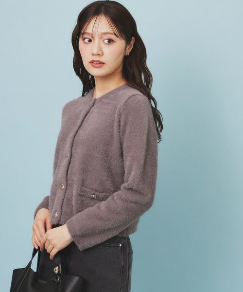 index / インデックス カーディガン・ボレロ | フェザーヤーンフラワーボタンカーディガン【洗濯機OK】 | 詳細14