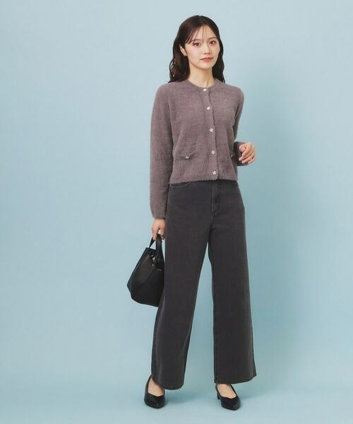 index / インデックス カーディガン・ボレロ | フェザーヤーンフラワーボタンカーディガン【洗濯機OK】 | 詳細15