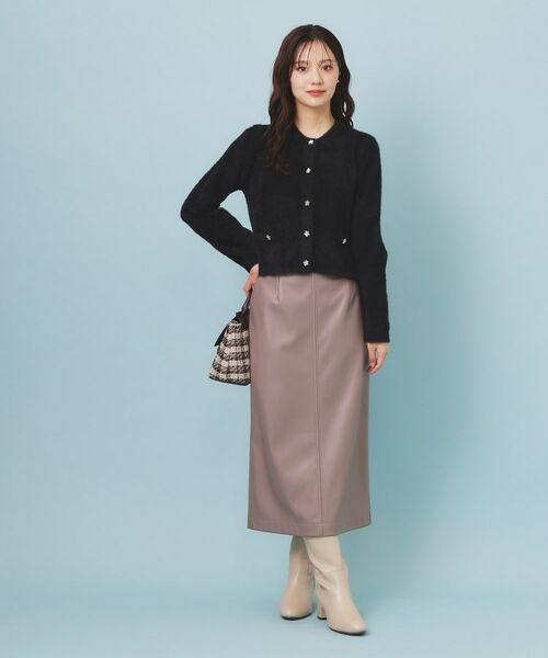 index / インデックス カーディガン・ボレロ | フェザーヤーンフラワーボタンカーディガン【洗濯機OK】 | 詳細3