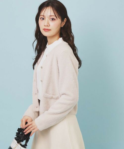 index / インデックス カーディガン・ボレロ | フェザーヤーンフラワーボタンカーディガン【洗濯機OK】 | 詳細6