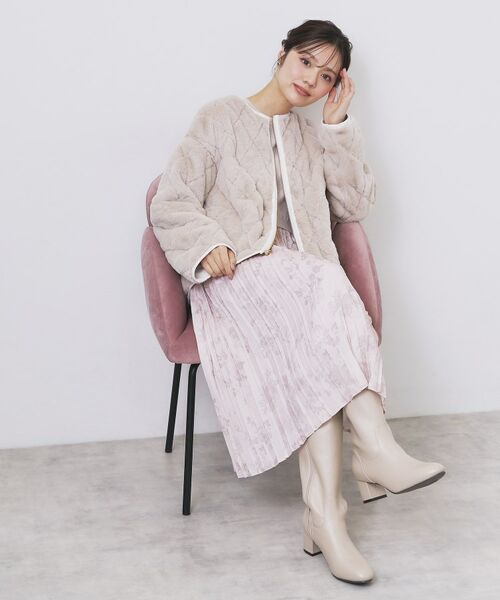 index / インデックス レザーブルゾン・ジャケット | リバーシブル キルティングファーブルゾン【洗濯機OK】 | 詳細10