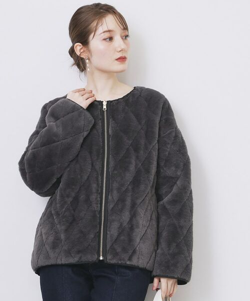 index / インデックス レザーブルゾン・ジャケット | リバーシブル キルティングファーブルゾン【洗濯機OK】 | 詳細16