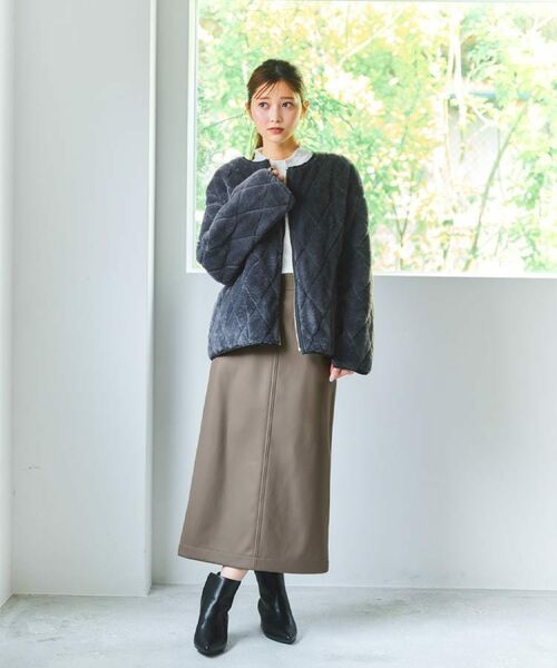 index / インデックス レザーブルゾン・ジャケット | リバーシブル キルティングファーブルゾン【洗濯機OK】 | 詳細3