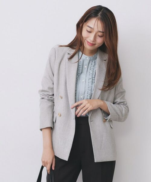 index / インデックス テーラードジャケット | 《Oggi掲載》ダブルブレストテーラードジャケット/セットアップ対応可【洗える】 | 詳細13