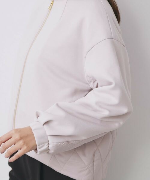 index / インデックス レザーブルゾン・ジャケット | キルティング切替ノーカラーブルゾン【洗濯機OK】 | 詳細13