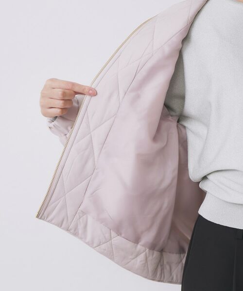 index / インデックス レザーブルゾン・ジャケット | キルティング切替ノーカラーブルゾン【洗濯機OK】 | 詳細16