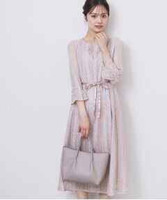 index / インデックス ミニ丈・ひざ丈ワンピース | 幾何ラインレースワンピース【洗濯機OK】